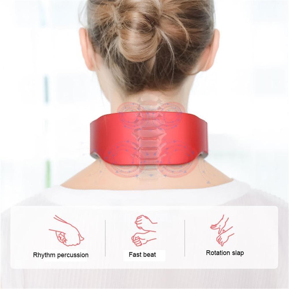 Smart 4D neck massager with adjustable heat for deep tissue shoulder pain & muscle relaxation.
