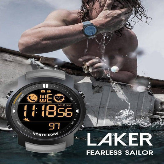 Unisex Smart Digital Watch with Heart Rate Monitor, silicone band, Android/iOS compatible fitness tracker.