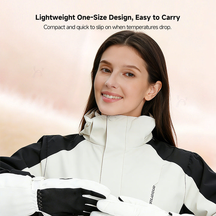 Smart heated fishing gloves with long cuffs to keep snow out, offering superior warmth.