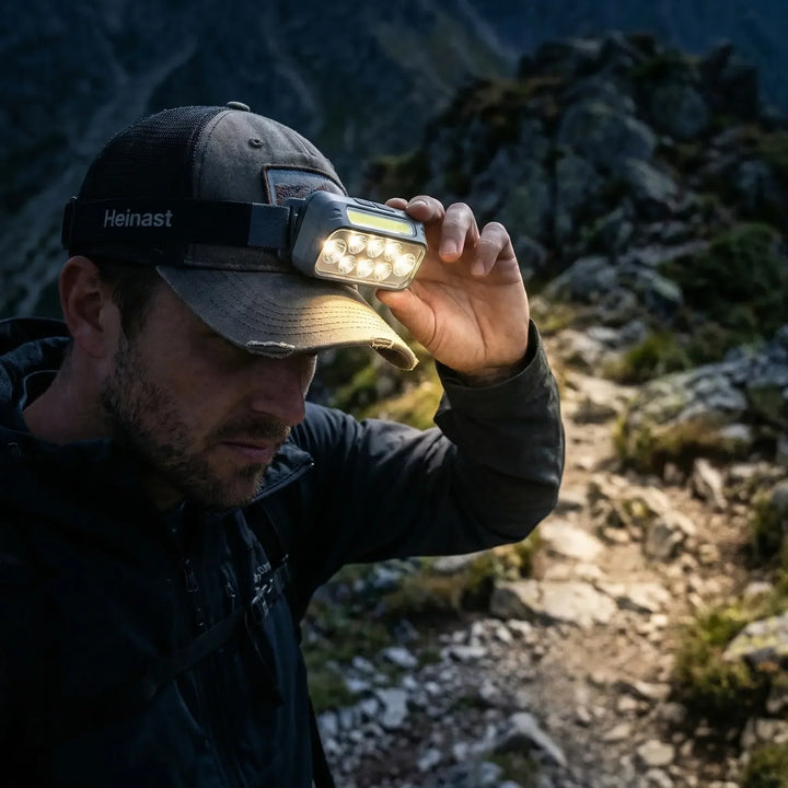 Unisex Smart Sensor Clip-On Headlamp for hands-free outdoor activities. Ideal LED light for camping and hiking.