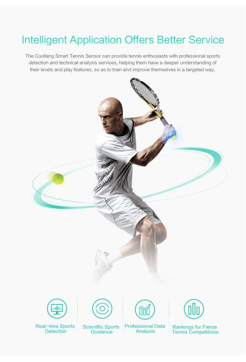 Tennis performance tracker sensor showing swing analytics, shot data, and training insights on a smartphone app.