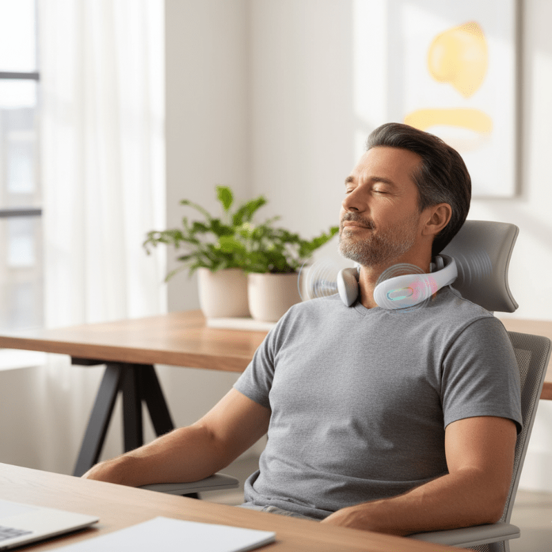Unisex Smart Vibration & Heat Neck Massager for Deep Muscle Relaxation & Pain Relief.