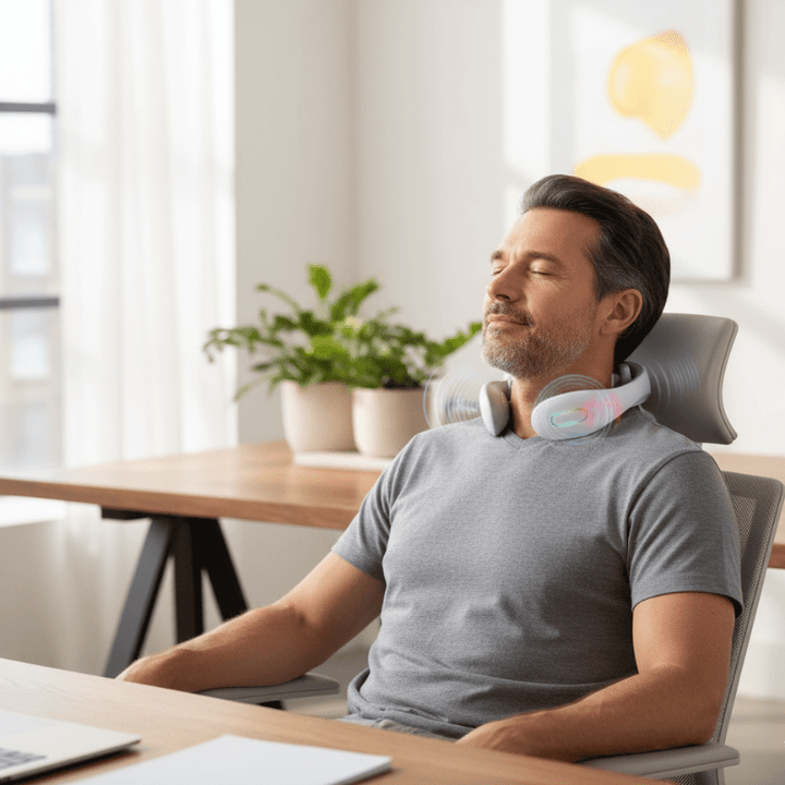 Unisex Smart Vibration & Heat Neck Massager for Deep Muscle Relaxation & Pain Relief.