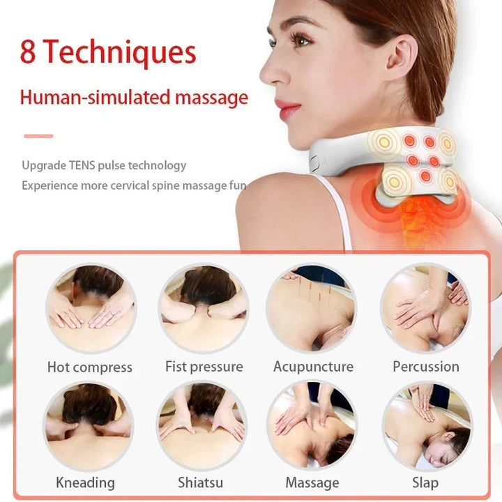 Wellness Device: Smart Neck Massager for Deep Relaxation, Heat & Vibration Therapy.