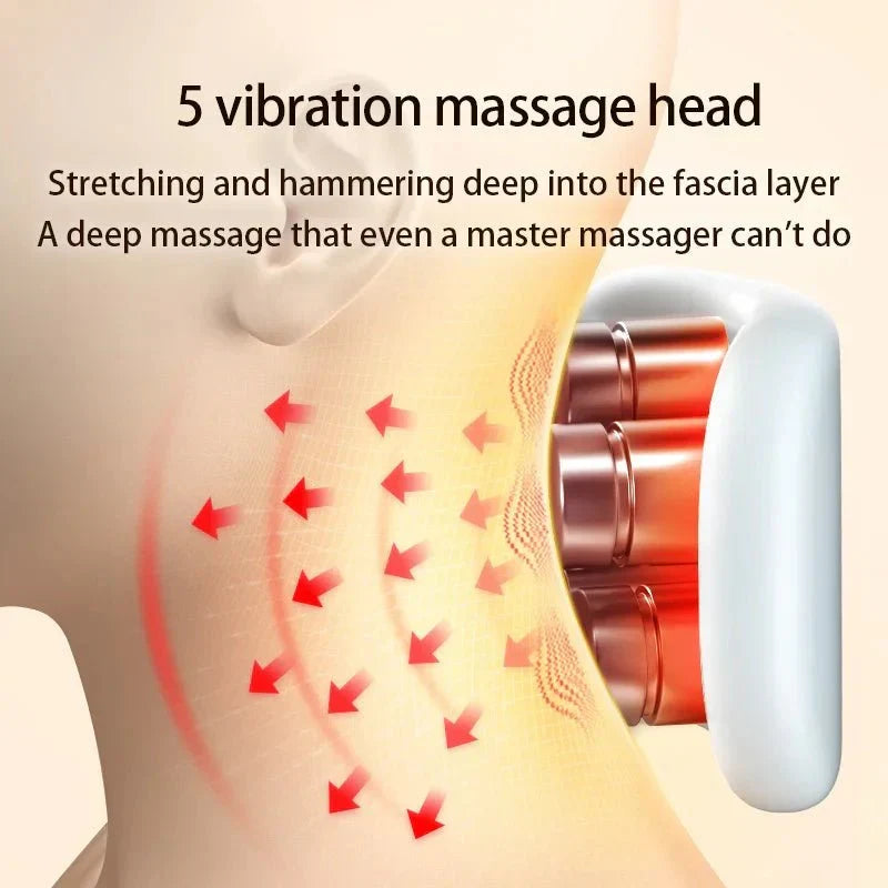 Compact Portable Neck Massager with Heat & Vibration for Targeted Muscle Relief & Relaxation.