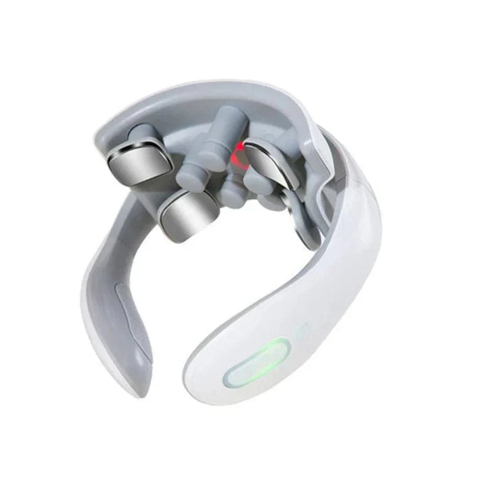 Deep Relaxation Neck Massager with Smart Vibration, Heat & Shiatsu for Muscle Tension Relief.