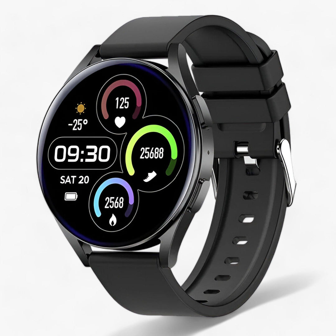 Unisex smartwatch by Evelyne with health tracking, fitness monitor, and Bluetooth calls for daily wear.