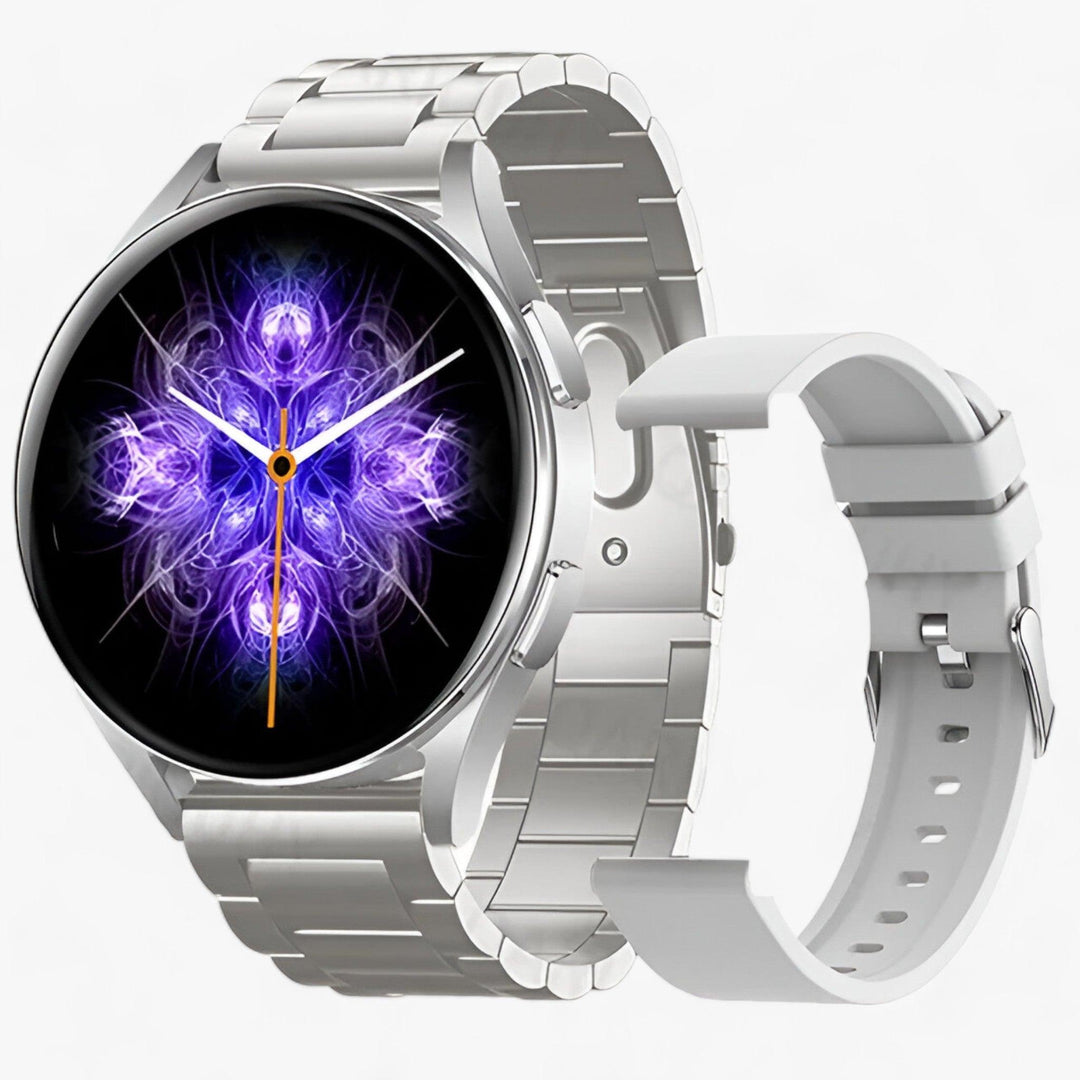 Evelyne smartwatch with vibrant display, enabling seamless Bluetooth calls and message alerts.