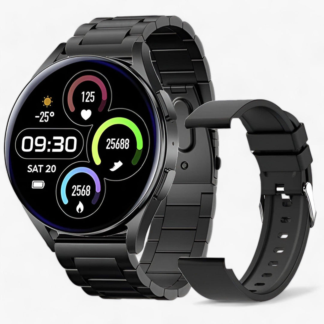 Evelyne smartwatch with various watch bands, showcasing its adaptable style for any occasion.