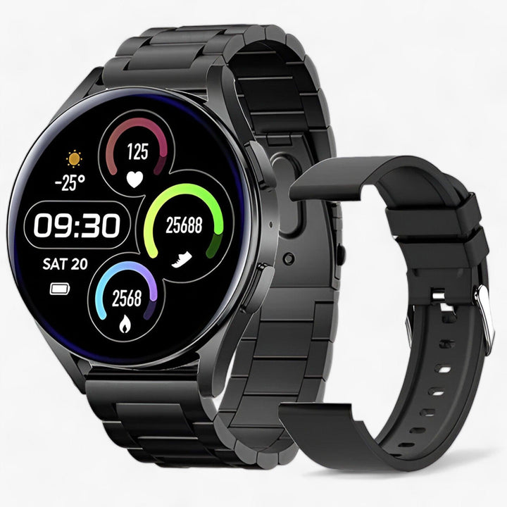 Evelyne smartwatch with various watch bands, showcasing its adaptable style for any occasion.