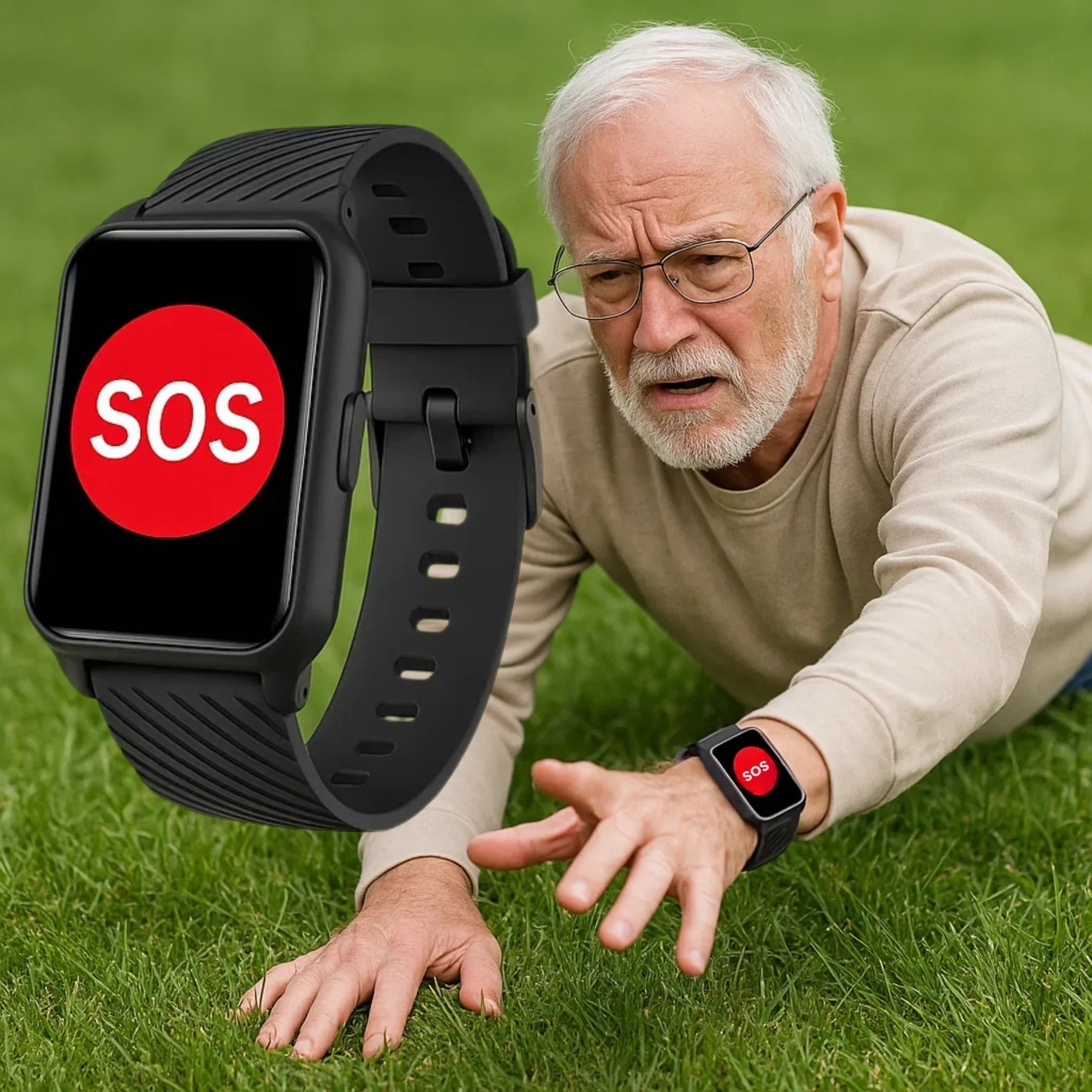 Wearable tech for seniors: GPS tracker, fall detection, and emergency call for independence.