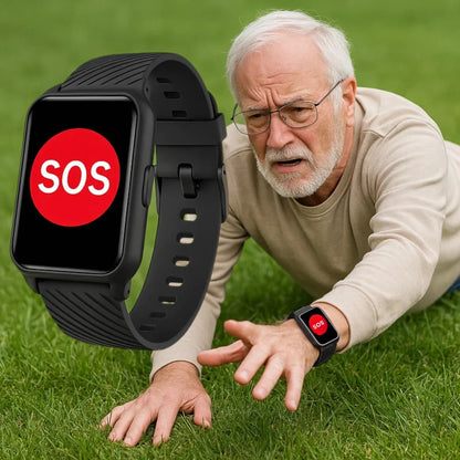 Wearable tech for seniors: GPS tracker, fall detection, and emergency call for independence.