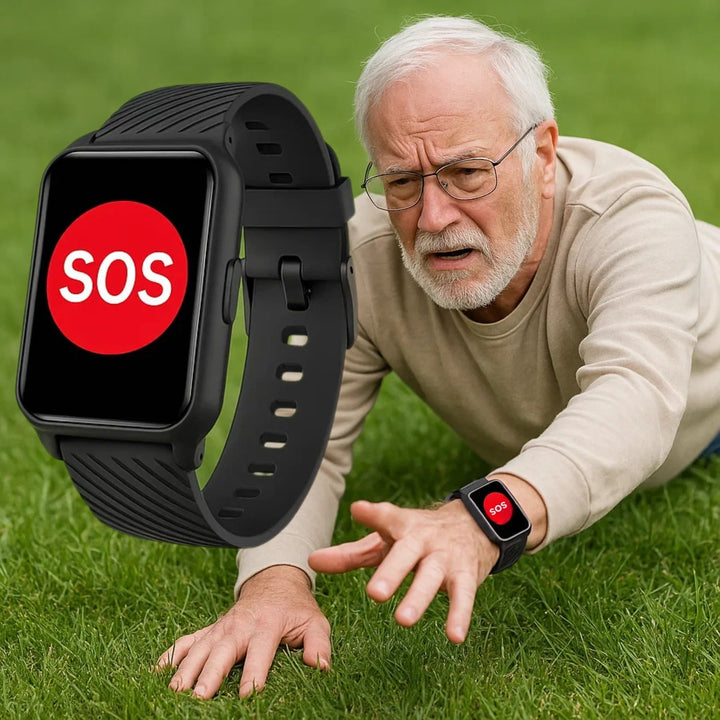Wearable tech for seniors: GPS tracker, fall detection, and emergency call for independence.