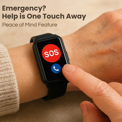 Fall detection smartwatch for seniors, ensuring personal safety & quick emergency response.