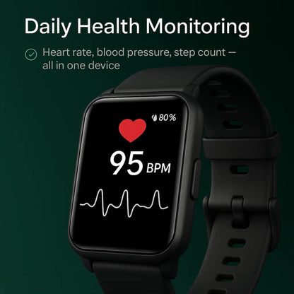 Elegant unisex smartwatch with health monitor, fall detection, and emergency call for seniors.