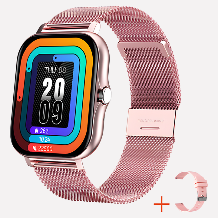 Silver wearable tech smartwatch with GPS tracking, SOS emergency alert, and safety features for daily personal security.