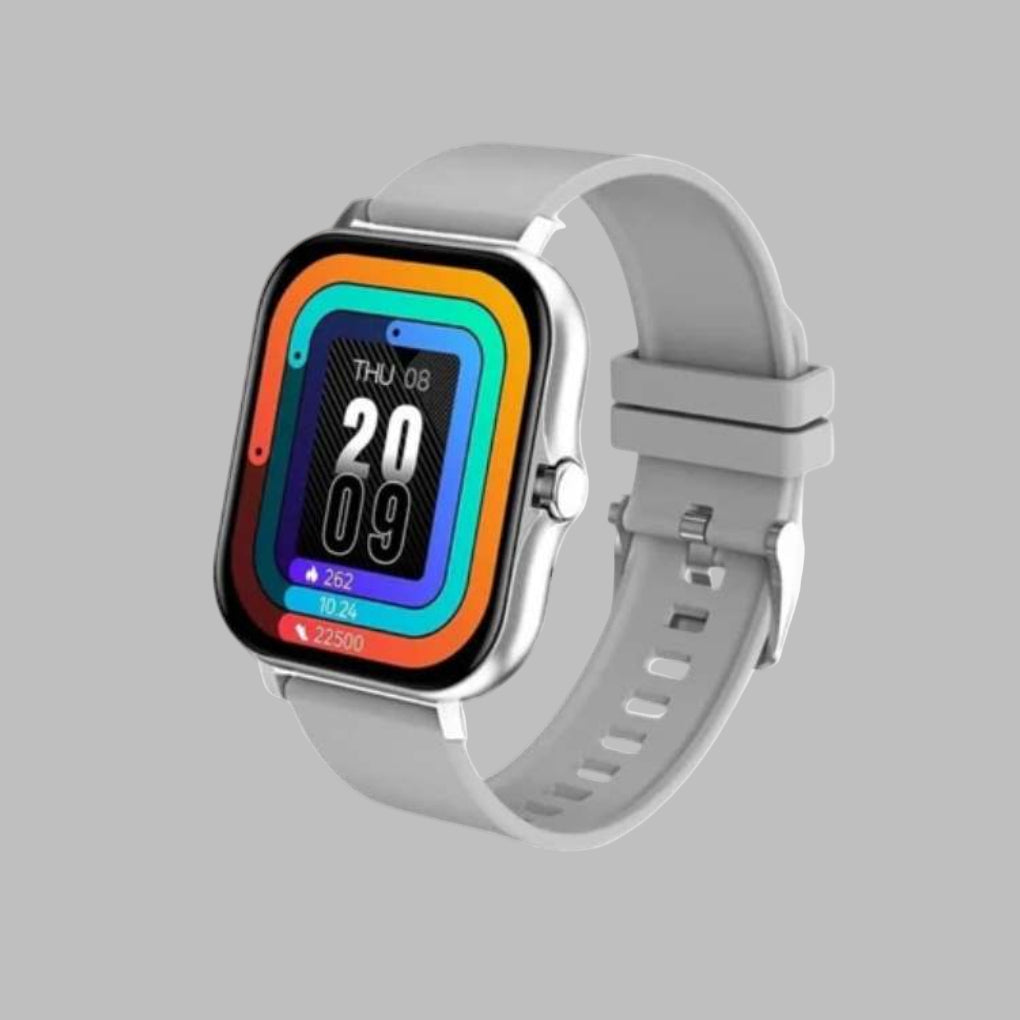 Pink unisex smartwatch with comprehensive activity tracker, sleep monitor, & smart notifications. Wearable tech.