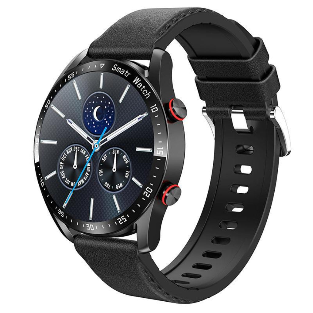 Unisex smartwatch with sleek black design, vibrant digital display, and Bluetooth call function for daily use.