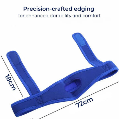 Snore stopper chin strap for sleep apnea. Comfortable neoprene sleep aid for a peaceful night's rest.