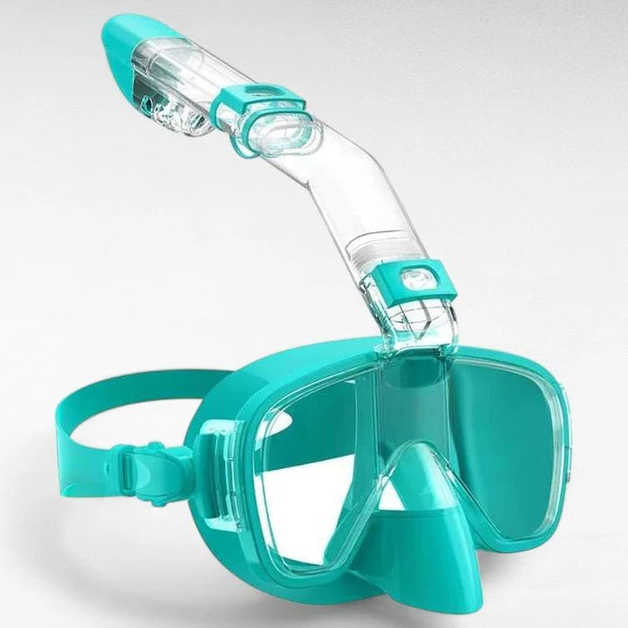 Advanced unisex diving mask, dry top & wide view for water sports & aquatic adventures.