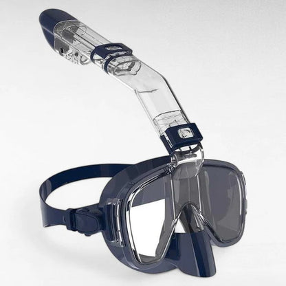 Unisex snorkeling mask with dry top for clear, wide underwater visibility and swimming.