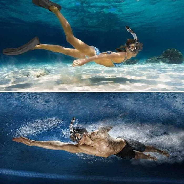 Gear up for aquatic adventure with this dry top full face snorkeling mask & clear view.