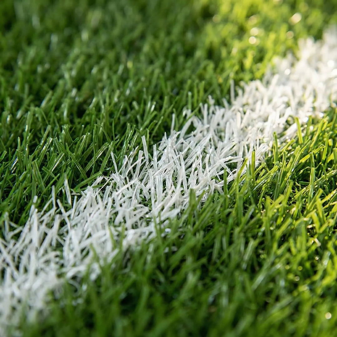 Statement soccer field rug with wave design. Great for game rooms, sports decor, or a stylish kids' playroom.