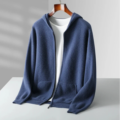 Versatile unisex full-zip hoodie, perfect layering piece for relaxed fit & modern design.