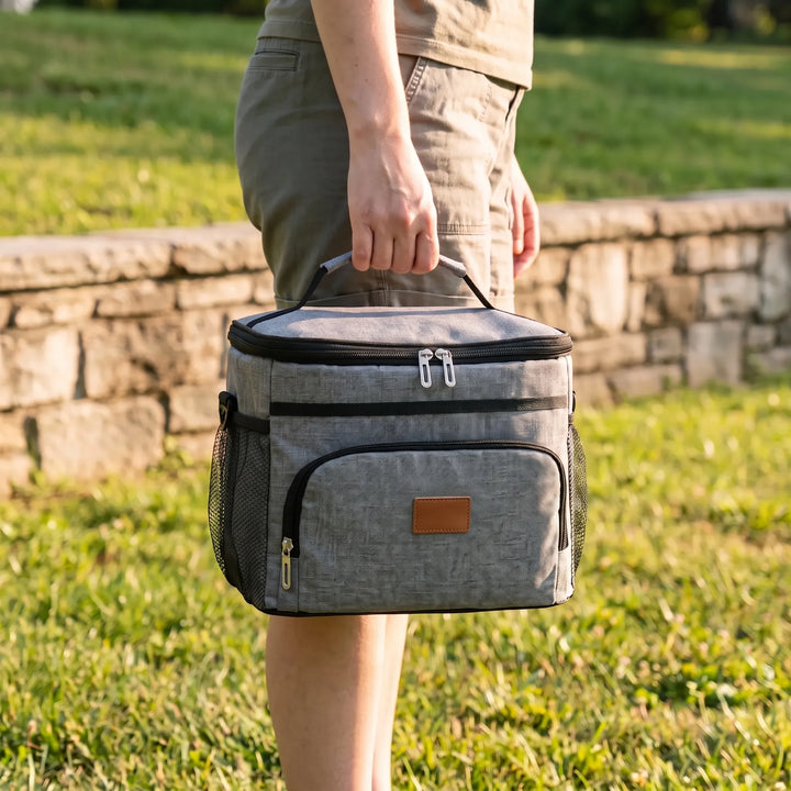 Unisex soft-sided cooler bag, perfect for daily lunch, picnics, or outdoor travel. Insulated food carrier.