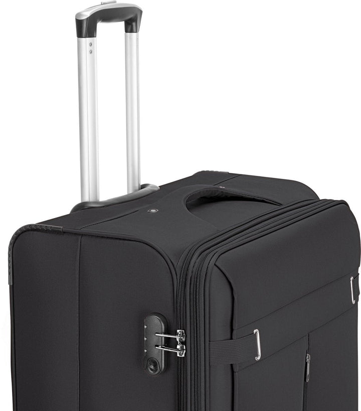 Unisex weekend travel bag, softshell carry-on with secure TSA lock & smooth spinner wheels.