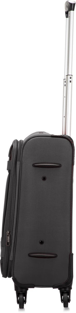 Durable softshell carry-on suitcase, unisex, featuring TSA lock & multi-directional spinner wheels.