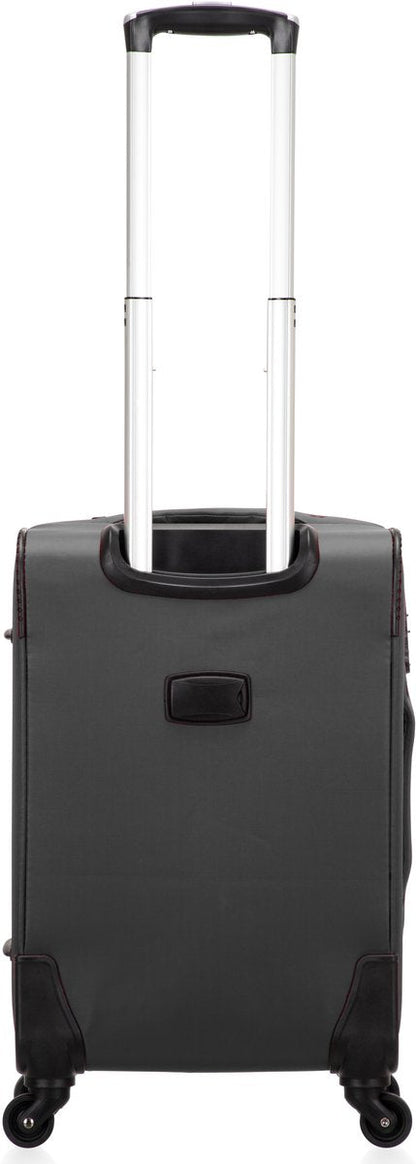 Compact, lightweight softshell carry-on luggage for easy travel, includes TSA lock.