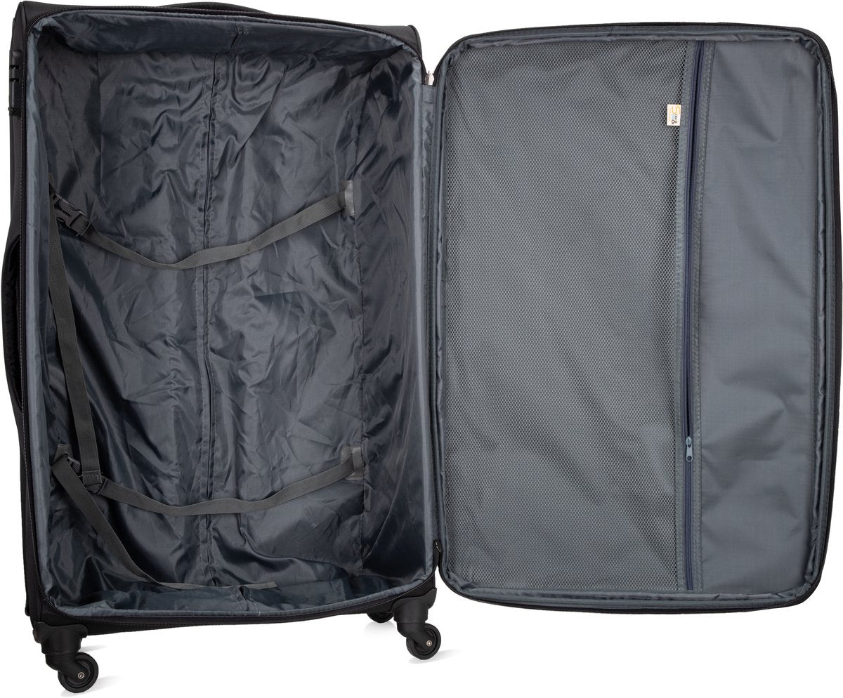 Lightweight & maneuverable unisex softshell spinner carry-on, secure with TSA lock.