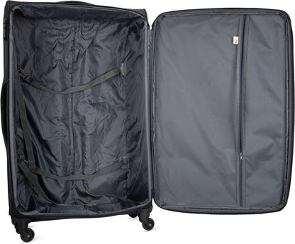 Lightweight & maneuverable unisex softshell spinner carry-on, secure with TSA lock.