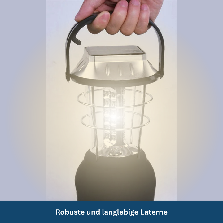 Portable solar camping lantern with USB charging, essential emergency light for outdoor adventures.