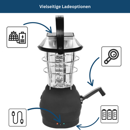Compact solar-powered lantern, USB rechargeable, essential outdoor gear & emergency lamp.