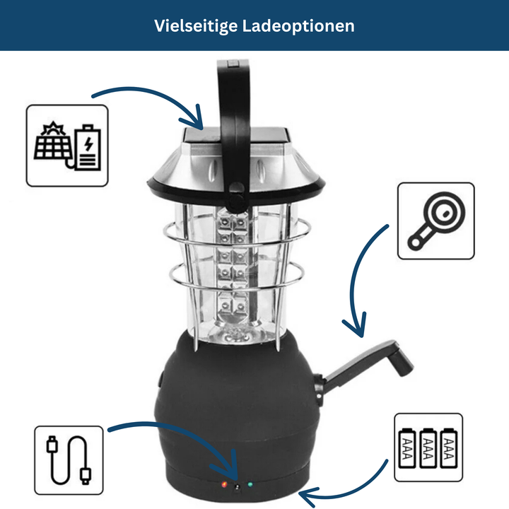 Compact solar-powered lantern, USB rechargeable, essential outdoor gear & emergency lamp.
