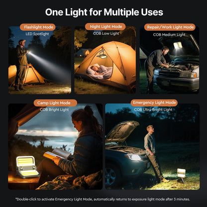 Unisex solar camping lamp, waterproof and impact-resistant, essential gear for nighttime outdoor use