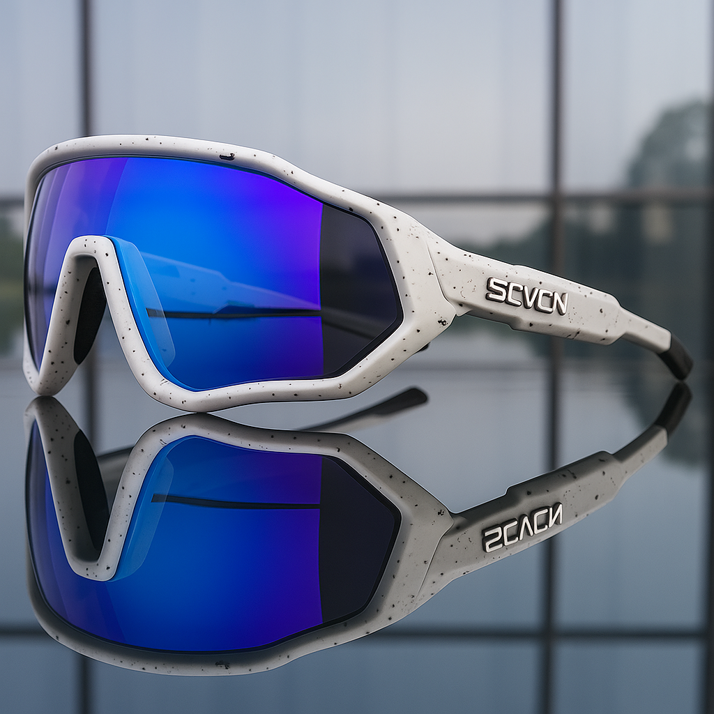 Durable unisex SolarDash polarized sports shades for outdoor activities, cycling & running. Glare reduction & UV protection.
