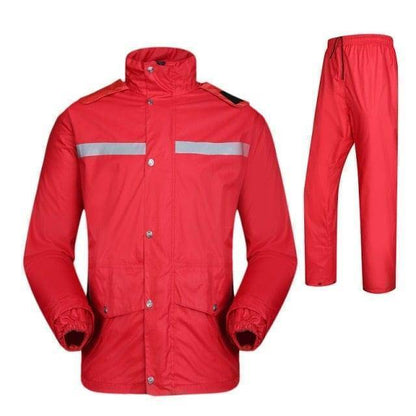 Unisex Split Trekking Raincoat Set neatly folded in a stuff sack, emphasizing its portability for any outdoor adventure.