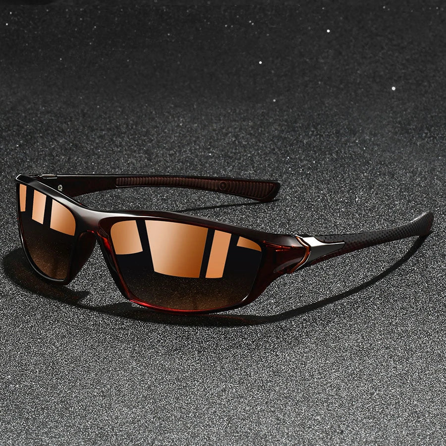 Unisex sporty sunglasses with polarized lenses & UV protection, ideal for outdoor activities.