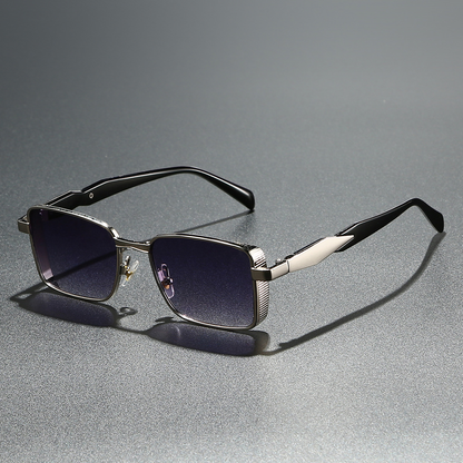 Black frame square unisex sunglasses with brown UV protection lenses. Classic fashion eyewear.