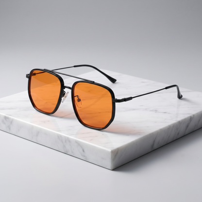 Fashionable unisex square sunglasses with anti-glare UV protection lenses & alloy frame.