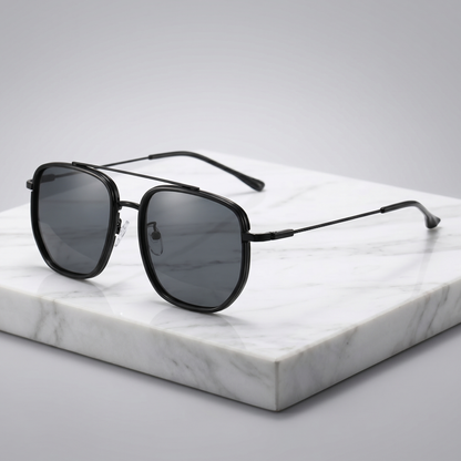 Stylish eyewear: unisex square frame sunglasses with anti-glare & UV protective lenses.