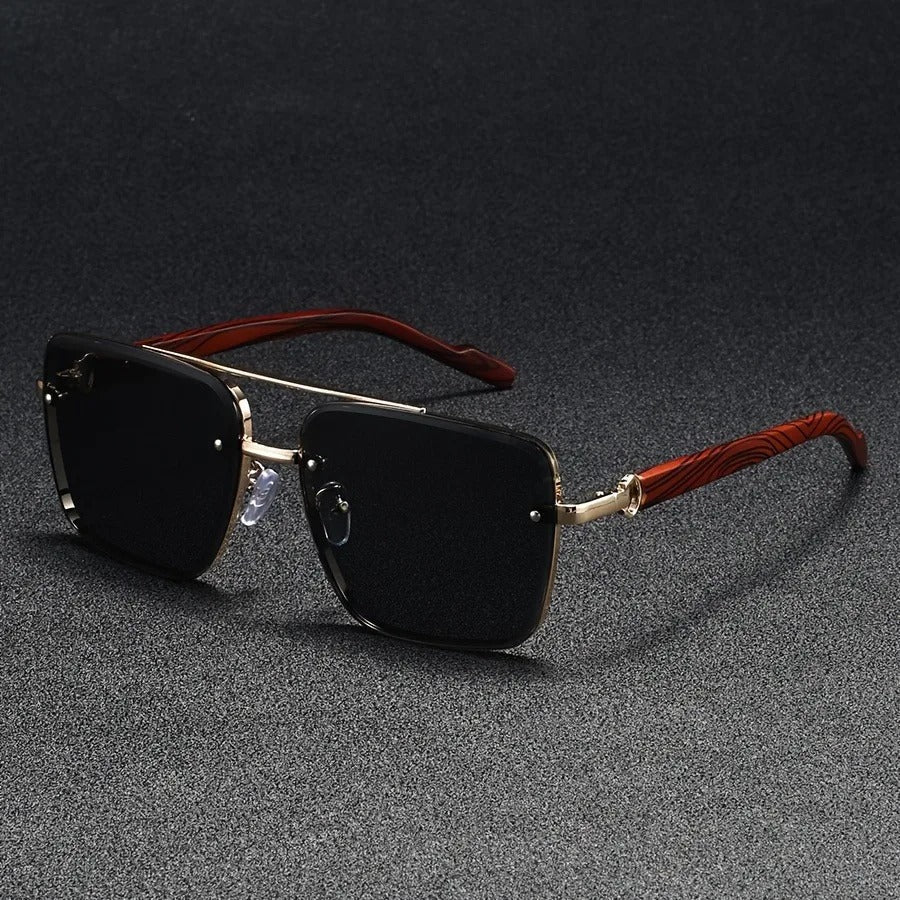 Protect your eyes in style with unisex square sunglasses, boasting unique wood arms.