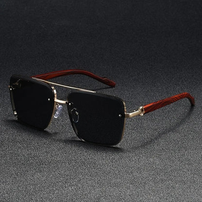 Protect your eyes in style with unisex square sunglasses, boasting unique wood arms.