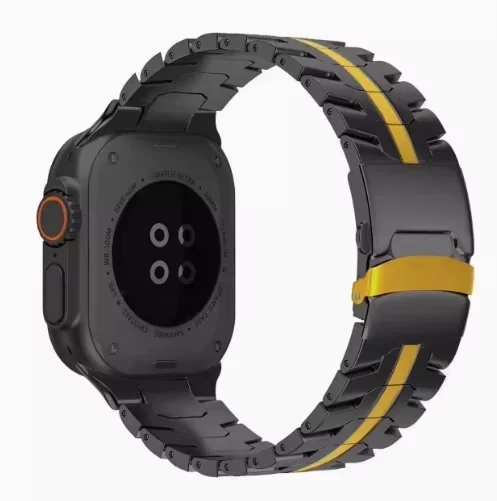 High-quality stainless steel Apple Watch band, hypoallergenic & long-lasting.