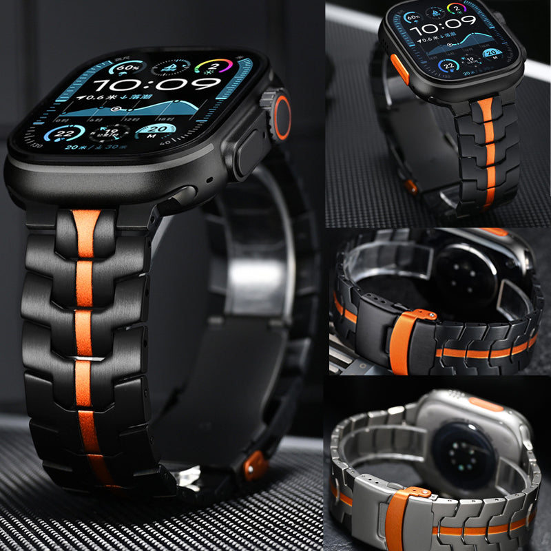 Elegant metal Apple Watch band accessory, a durable upgrade for your device.