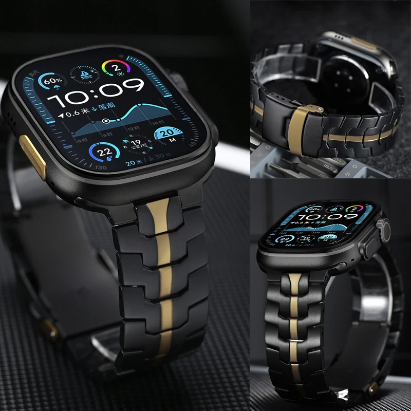 Unisex stainless steel Apple Watch band with quick-release, easy to swap.