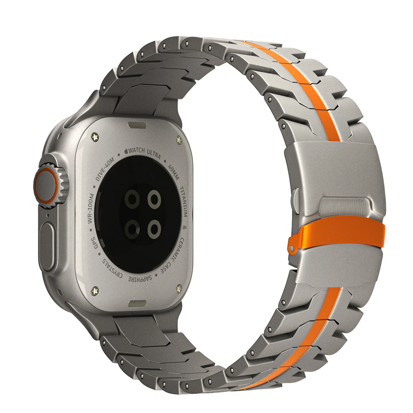 Professional stainless steel Apple Watch band, a durable unisex metal accessory.